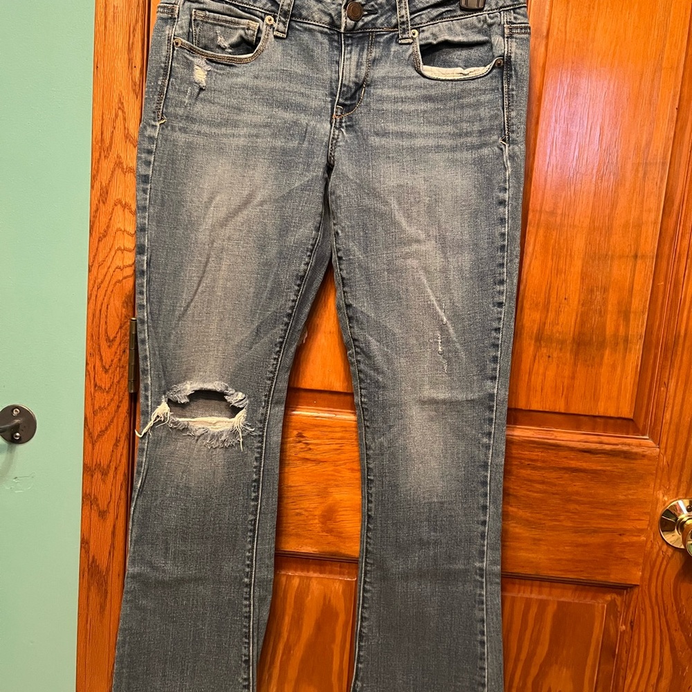 American Eagle Outfitters Women’s Distressed Boot Leg Jeans
